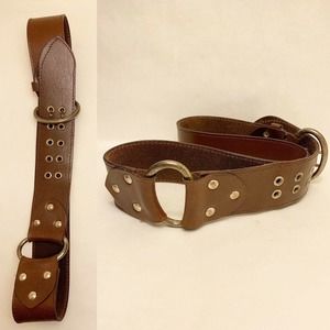 Nine West Brown Leather Belt With Silver